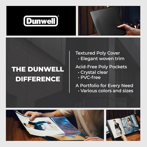 Dunwell Portfolio Folder for Artwork (Black) - 8.5 x 11 Binder Folder with Plastic Sleeves, 48 Pages Art Portfolio Binder Organizer, Flexible Poly Cover, Letter Size Presentation Folders for Documents