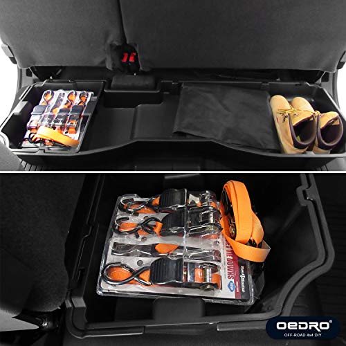 oEdRo Upgraded Rear Under Seat Storage Box Compatible with 2014-2018 Chevrolet Silverado/GMC Sierra 1500, 2015-2019 Silverado/Sierra 2500HD 3500 HD Crew Cab - Unique Black 2-in-1 Underseat Organizer