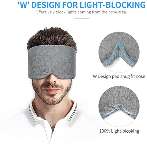 FRESHME Blackout Cotton Sleep Mask - 100% Light Blocking Handmade Sleep Eye Masks for Men Women, Comfortable Eye Cover Mask for Side Sleeper Night Blindfold Travel Airplane