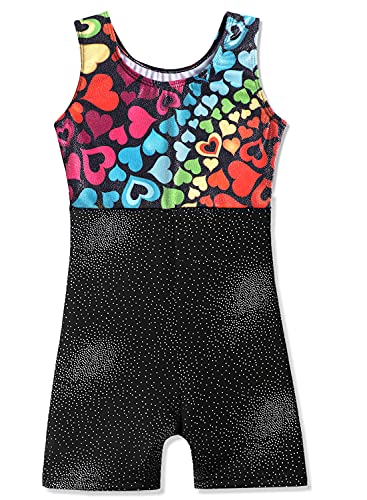 Belovance Leotards for Toddler Girls Gymnastics Outfit 3t 4t Kid Child Dance Biketard Sparkle Leopard Heart Bodysuit Unitard (WhiteHeart, 3-4 Years)