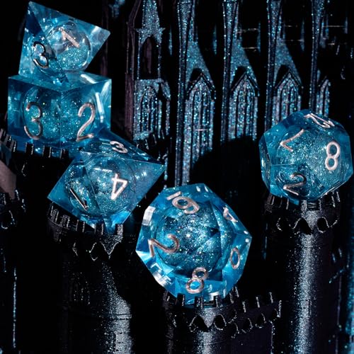 Fugacity DND Dice Set,Handmade Sharp Edge 7 Piece Resin Dice-Dungeons and Dragons Polyhedral Dice Set, D&D Dice Set with Gift Dice Case for RPG MTG Table Games