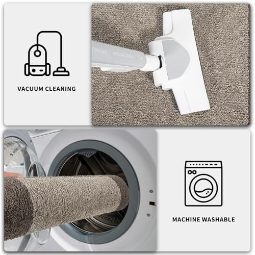 PURRUGS Dirt Trapper Door Mat 24" x 36", Non-Slip/Skid Machine Washable Entryway Rug, Shoes Scraper, Throw Rug, Super Absorbent Area Rug for Muddy Wet Shoes and Paws, Beige & Grayish Brown