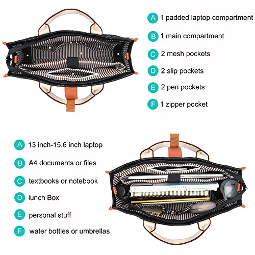 Laptop Bag for Women 15.6 Inch Lightweight Canvas Tote Bags Teacher Work Bag for School Travel