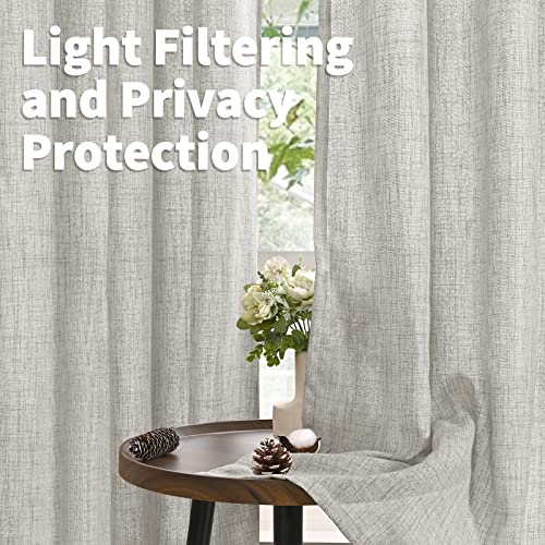 YoungsTex Natural Linen Curtains 84 Inches Long for Bedroom Bronze Grommet Rustic Textured Window Drapes for Living Room Kids Room Divider Light Filtering, 2 Panels, 42 X 84 Inch