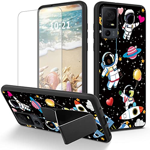 RYUITHDJP for TCL 40XE Case Cow Pint Theme with Screen Protector Detachable Stand Phone Case for TCL 40 XE Case Soft TPU Stylish Protective Cover