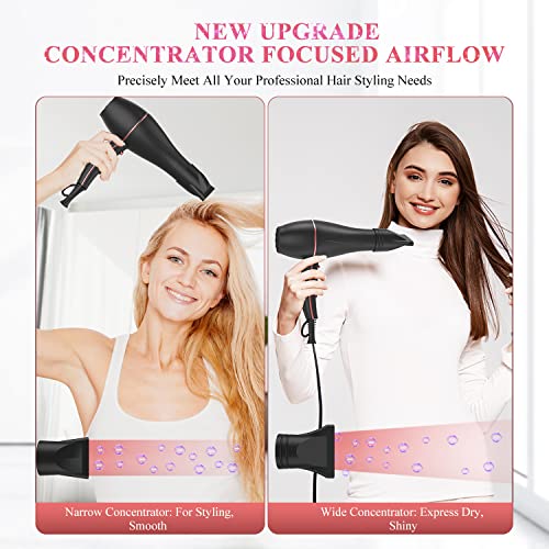 WADODO Ionic Hair Dryer, 2200W Professional Blow Dryer Fast Drying Travel AC Motor Constant Temperature Low Noise Ion Dryers Curly Care Hairdryer Blowdryer for Women Men