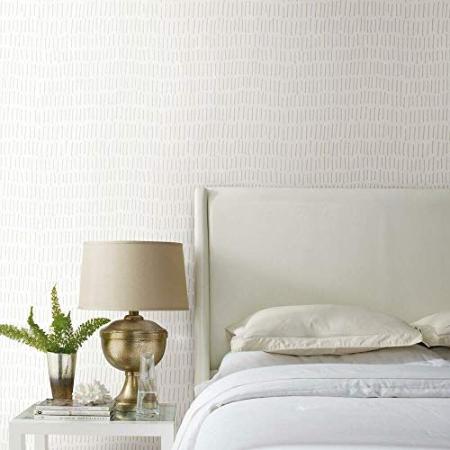 RoomMates RMK11613WP Tick Mark Beige and White Peel and Stick Wallpaper Small Sample