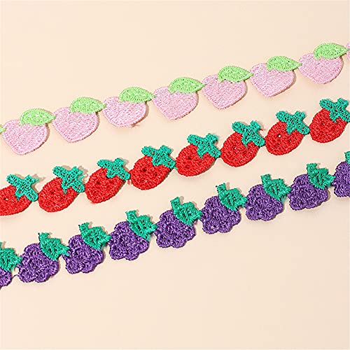 Cute Fruit Choker Necklace for Women Embroidered Strawberry Peach Grape Collar Clavicle Chain Necklace Jewelry Gift