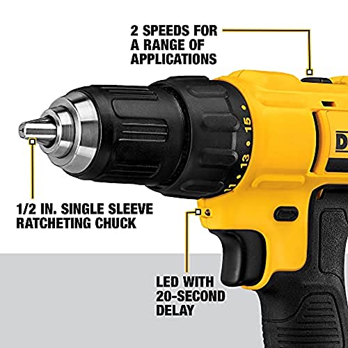 DEWALT DCD771C2 20V MAX Lithium-Ion Compact Drill/Driver Kit with DW2166 45-Piece Screwdriving Set