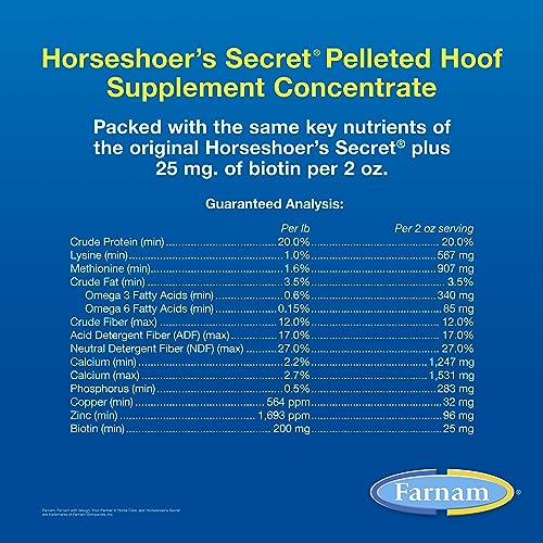 Farnam Horseshoer's Secret Pelleted Hoof Supplements Concentrate, Economic formula with 25 mg. of biotin per 2 oz. serving, 3.75 lb., 30 day supply