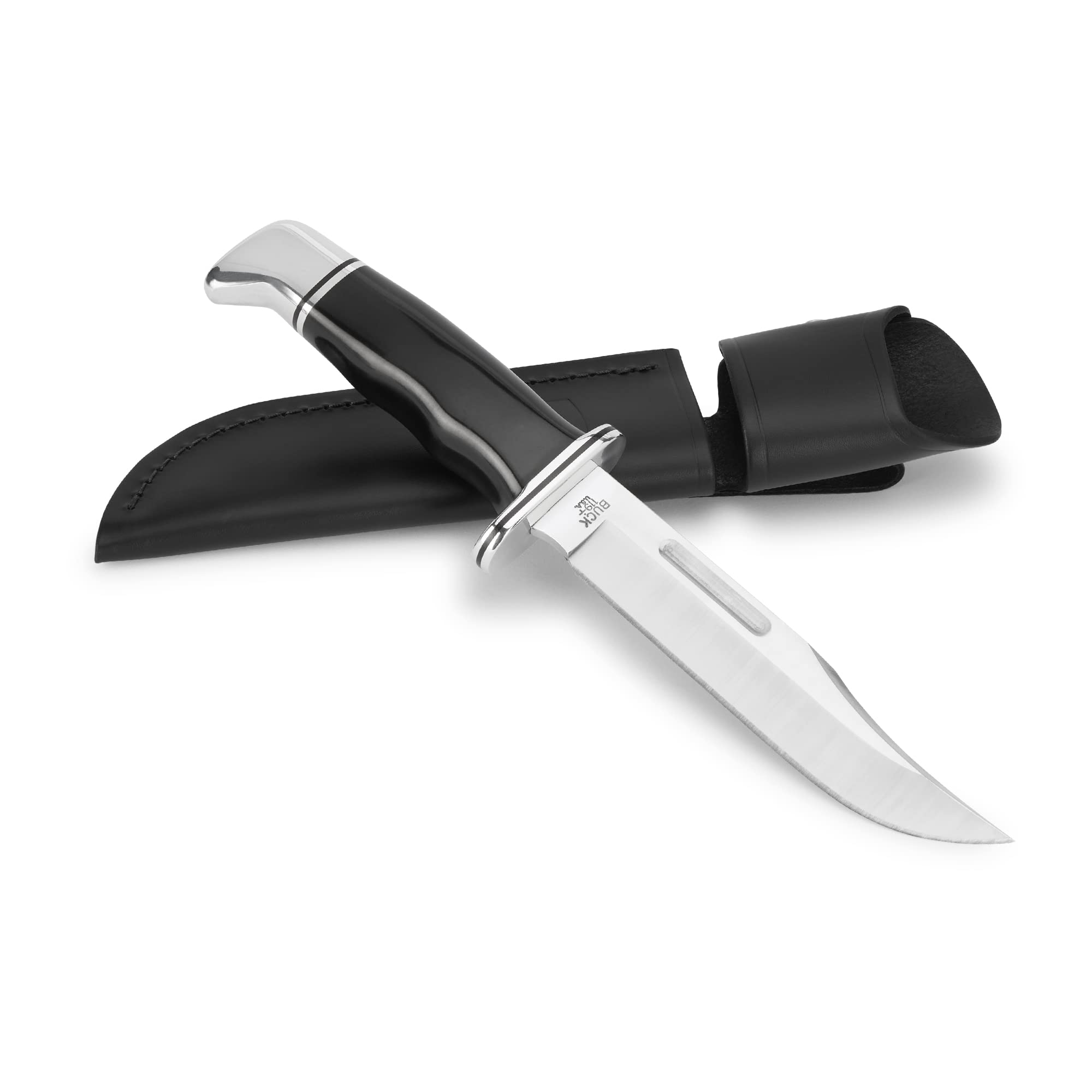 Buck Knives 119 Special Fixed Blade Hunting Knife, 6" 420HC Blade, Black Phenolic Handle with Leather Sheath