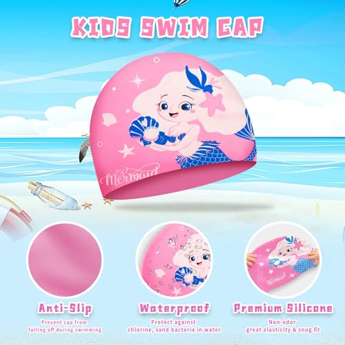 KFFPET Swim Cap for Women, Silicone Adult Swimming Caps for Long Hair and Short Hair, Waterproof Comfy Bathing Cap Swimming Hats for Womens Men