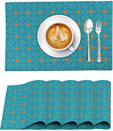 Ruvanti Placemats 100% Cotton 13 x 19 Inch, Dining Table Placemats Set of 6, Modern Place Mats for Dining Table Decor, Kitchen and Table Linens, Coffee Mat for Christmas Dinners - Luminous