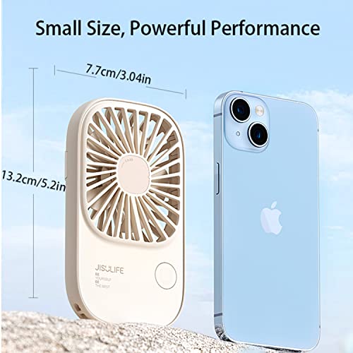 JISULIFE Handheld Mini Lash Fan with Bracket, Small Portable USB Rechargeable Personal Makeup/Eyelash Fan with 3 Speeds for Women Mom Girls Office Outdoor Travel Beige