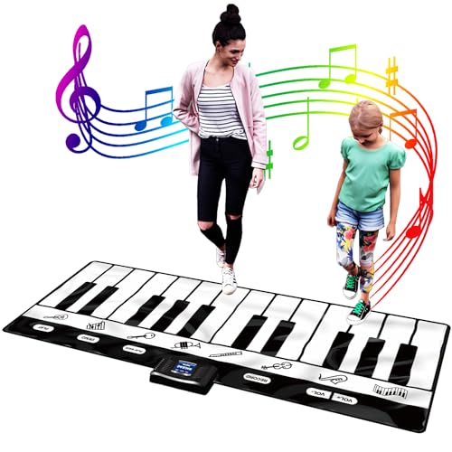 SUNLIN 6ft. Piano Mat, Floor Keyboard Playmat: 24 Keys, 10 Demos, 8 Instrument Sounds, Record & Playback, Giant Interactive Musical Toys Gifts for Boys & Girls Age 3 4 5 6 7 8 9 Years Old