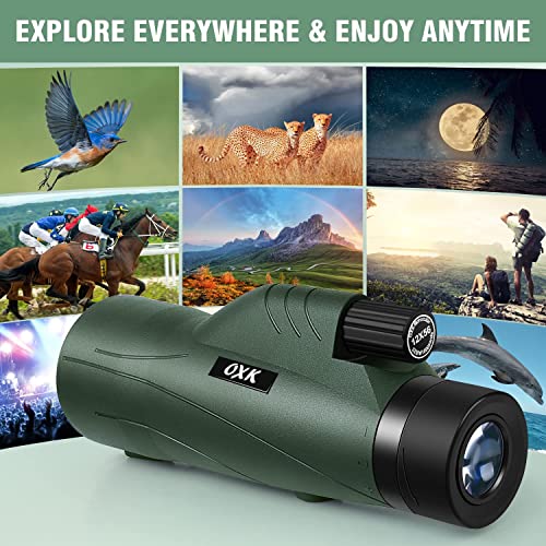 12x56 High Power Monocular Telescope with Smartphone Adapter Tripod Travel Bag, Larger Vision Monoculars for Adults with BAK4 Prism & FMC Lens, Suitable for Bird Watching Hunting Hiking Camping