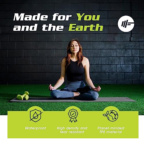 Extra Thick Yoga Mat for Women – TPE 10 mm-Thick Non-Slip Yoga Mat & Nylon Mat Strap – Men’s Fitness & Workout Mats for Home Gym – 26 x 74 In. Indoor-Outdoor Meditation & Exercise Mats by PowX (Blue)