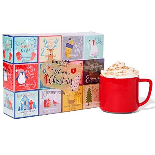 Thoughtfully Gourmet, 12 Days of Christmas Hot Chocolate Gift Set, Flavors Include Rocky Road, Cookies Butter, Pumpkin Pie & More, Set of 12