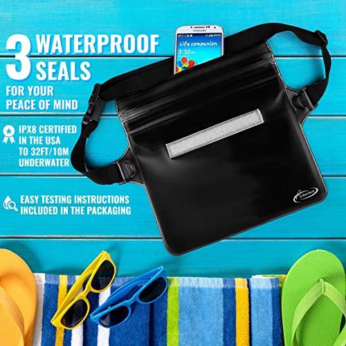 AiRunTech Waterproof Fanny Pack,Waterproof Phone Pouch for iPhone 15 14 13 12 11 Pro Max,IPX8 Waterproof Dry Bag for Snorkeling Beach Cruise Kayaking Pool Swimming(Phone Case + Waist Bag 2-Piece Set)