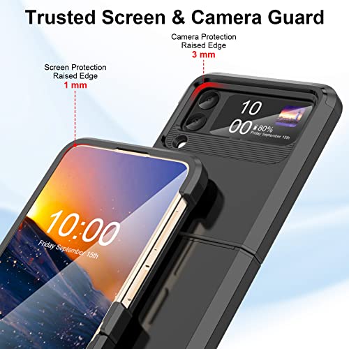 Designed for Galaxy Z Flip 4 Case with Hinge Protection,Samsung Flip 4 Heavy Duty Shockproof Full Body Protective Phone Case Cover for Z Flip 4 5G(2023)-Black