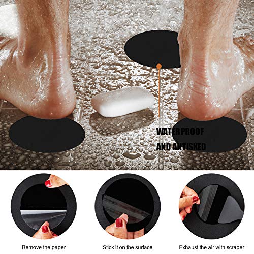 Secopad Non-Slip Bathtub Stickers, 24 PCS Safety Bathroom Tubs Showers Treads Adhesive Decals Scraper (Black)