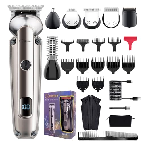 Hatteker Beard Trimmer for Men, Waterproof Hair Trimmer Electric Razor, Cordless Hair Clippers Shavers for Men, Shaving Kit for Nose Mustache Body Facial, Beard Grooming Kit Fathers Gifts for Dad