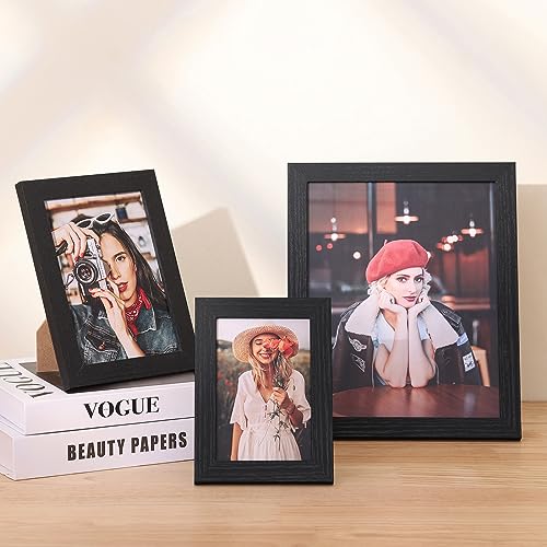 Vittanly 4x6 Picture Frame, Display Pictures 3.5x5 with Mat or 4x6 without Mat, Engineered Wood with Shatter Resistant Plexiglass, Photo Frame for Wall or Table Top Display, Rose Red, 1 Pack
