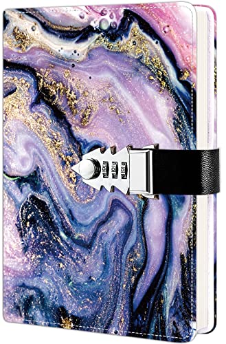 ZXHQ Diary with Lock for Girls and Women, Secret Lock Journal with Exquisite Pattern Design, Refillable Faux Leather Journal Writing Notebook, Size A5(8.5 × 5.9 Inch)