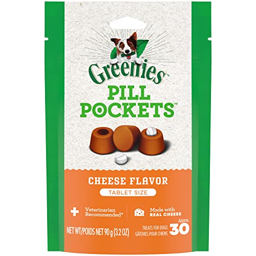 Greenies Pill Pockets for Dogs Tablet Size Natural Soft Dog Treats, Cheese Flavor, 3.2 oz. (Pack of 6)