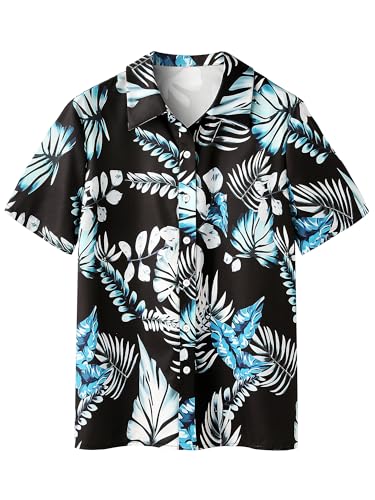 ZXZY Women Summer Hawaii Shirts Soft Cool Floral Tropic Print Short Sleeve Button Up Tops T-Shirt White