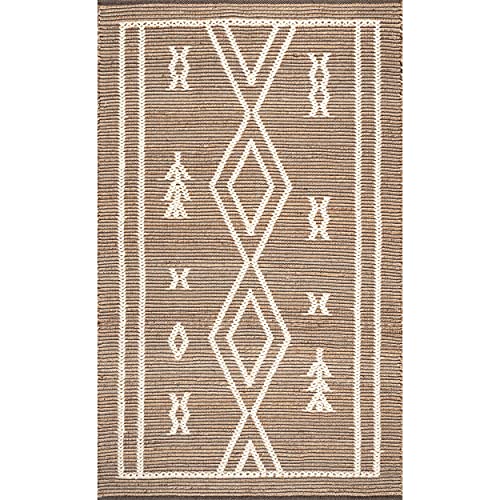 nuLOOM Ricki Hand Woven Tribal Flatweave Area Rug, 5x8, Natural