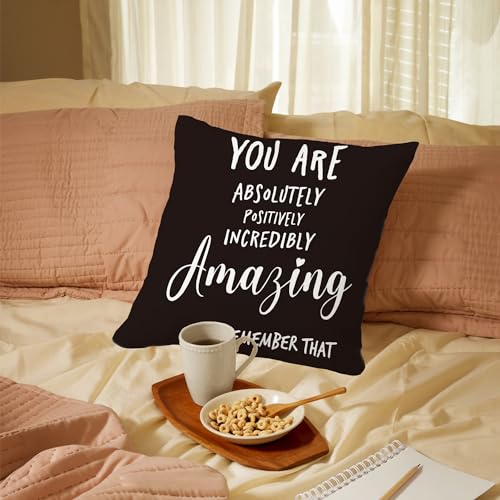 NATSUNO You are Awesome Gifts,Black Pillow Cases 18X18,Inspirational Pillows,You are Amazing Gifts for Women,Inspirational Gifts for Women,Encouragement Gifts for Women(Black)
