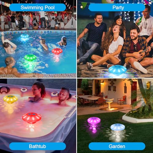 TEPENAR Rechargeable Floating Pool Lights: Remote Control Swimming Pool Lights Float with RGB Color Changing LED Pool Lights IP68 Waterproof Hut Tub Lights for Pool Pond Garden Party 1 Pack