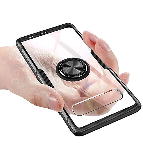 Phone Case for Samsung Galaxy S10 with Tempered Glass Screen Protector Clear Cover and Magnetic Rubber Stand Ring Holder Slim Hard Cell Accessories Glaxay S 10 Edge Gaxaly 10S GS10 X10 Cases Men Blue