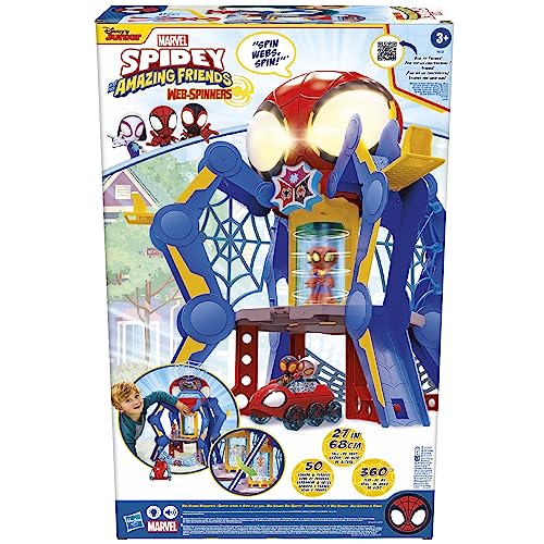 Spidey and His Amazing Friends Web-Spinners Web-Quarters, Kids Playset with Action Figure, Vehicle, and Accessories, Marvel Super Hero Toys, Ages 3 and Up