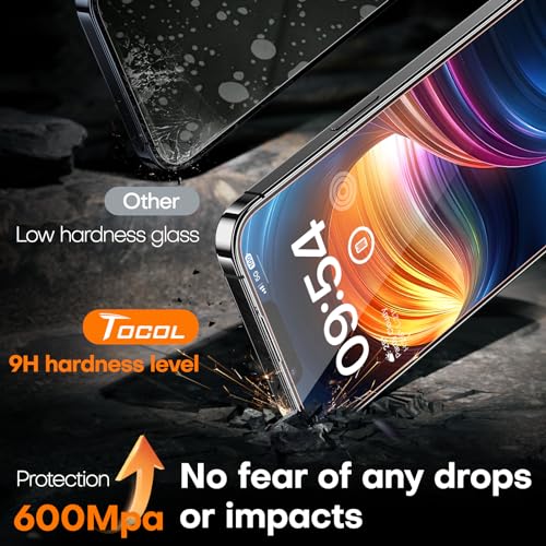 TOCOL for iPhone 12 Pro Max Screen Protector [9H Hardness] [Military Grade Shatterproof] HD Tempered Glass for iPhone 12 Pro Max Full Coverage Screen Protector, Easy Installation, 2 Pack