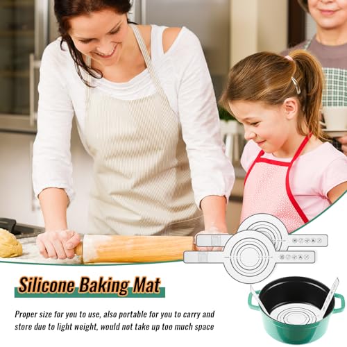 Patelai 2 Pieces Silicone Baking Mat for Dutch Oven Bread Non-stick Mat with Long Handle 8.3 Inch Reusable Silicone Baking Sheets Heat Resistant Bread Pad for Dough Pastry(Blue)