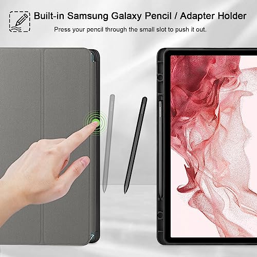 Tuiklol Case for Samsung Tab S8 Plus 2022 & S7 FE 2021 & S7 Plus Release 12.4 inch Cover Slim TPU Back Protective with Pencil Holder & Trifold Stand and Auto Wave/Sleep for Tab S8 Case，Moon