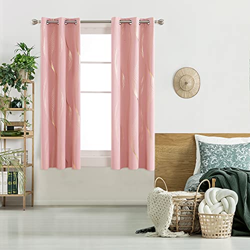 Deconovo 100% Blackout Curtains for Bedroom, Thermal Insulated Energy Saving and Sustainable Window Drapes with Grommets, Orange, 42Wx63L Inch