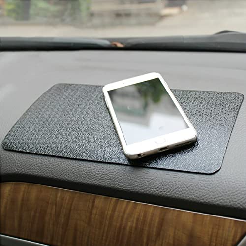 BLAU GRUN Car Dashboard Anti-Slip Rubber Pad, 10.6 x 5.9 Universal Non-Slip Car Magic Dashboard Sticky Adhesive Mat for Phones Sunglasses Keys Electronic Devices and More Use (Black/Car Texture)