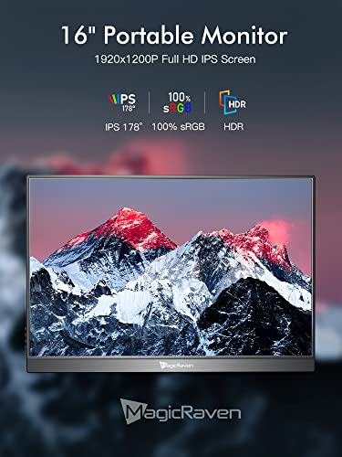 MAGICRAVEN 18.5 Inch Portable Monitor, 1080P 100HZ IPS Laptop Monitor, Large Gaming Display Second Screen with Speakers & Smart Cover, Portable Monitor Extender for PC Phone PS5 Xbox Switch