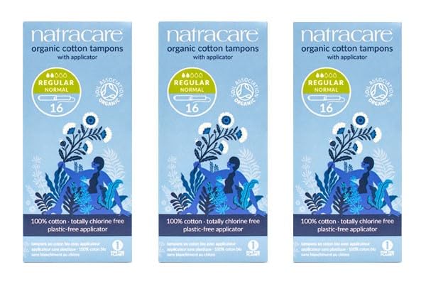 NATRACARE Organic Regular Tampons with Applicator ,16 Count (Pack of 3)