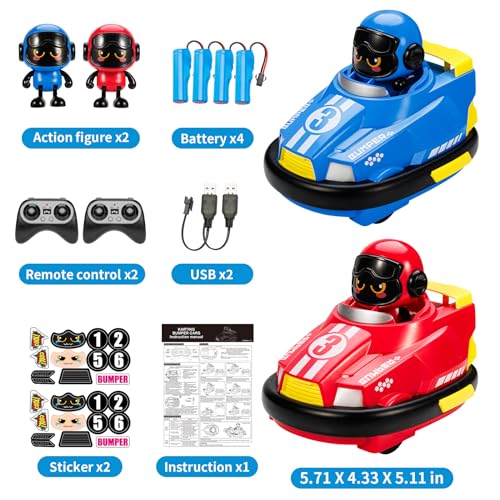 bessome 2 Pack RC Cars Toys for Ages 2-4 Toddlers|Remote Control Bumper Cars Toys for Ages 5-7 Kids|Birthday Gift for 3 4 5 6 7 8 Year Old Boys