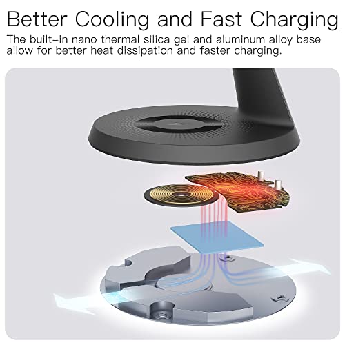 3 in 1 Wireless Charging Station for Apple Device: Fast Charging Station for iPhone and Watch with MagSafe, Stable Charger Stand for iPhone 12-15 & iWatch & AirPods