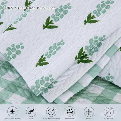 Shanghan Home Grey Quilt Set, 3 Piece King Size Soft Bedspread & Coverlet Set for All Season, Lightweight Coin Pattern Quilt Bedding Set - 100% Microfiber - 104"x94"(1 Quilt, 2 Shams)