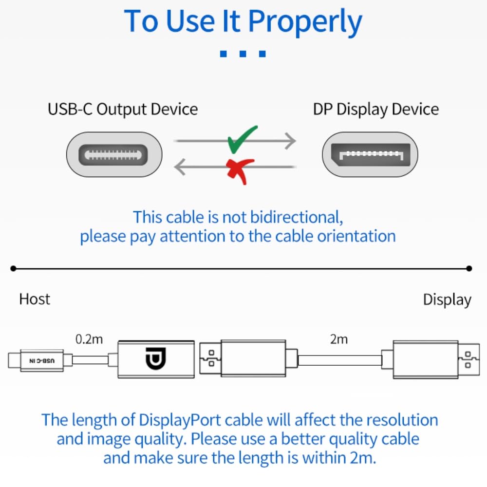 COOBILE USB 3.1 Gen2 Type C to DisplayPort 1.4 Adapter Cable [8K@60Hz, 4K@144Hz, 2K@240Hz,HDR] Thunderbolt 4/3 to DP Compatible with MacBook Pro,Galaxy S20 S21,Surface Book, iPhone 15(Grey)