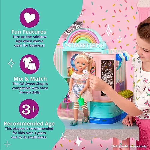 Glitter Girls Sweet Shop Toy Food - Candy Shop Playset With 237 Pieces For 14 Inch Dolls - Pretend Play Toys For 3+ Year Old Girls