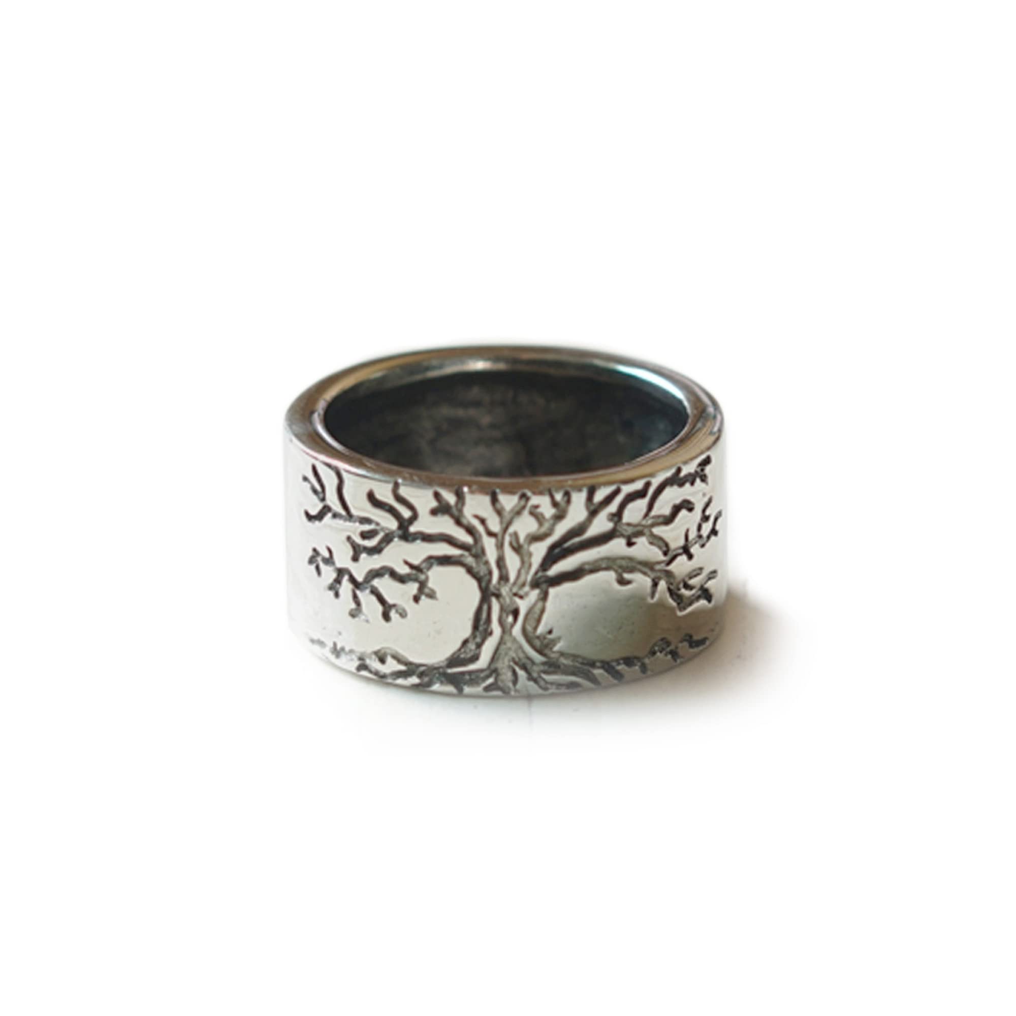 Tree of Life Thumb Ring men sterling silver 925 viking boho biker bands minimal