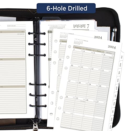 AT-A-GLANCE 2024 Weekly & Monthly Planner Refill, 3-3/4" x 6-3/4", Portable Size, Loose-Leaf (471-285Y-24)