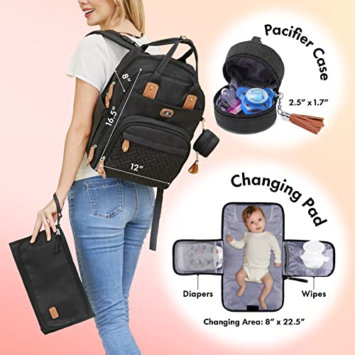 Dikaslon Diaper Bag Backpack with Portable Changing Pad, Pacifier Case and Stroller Straps, Large Unisex Baby Bags for Boys Girls, Multipurpose Travel Back Pack Moms Dads, Purple